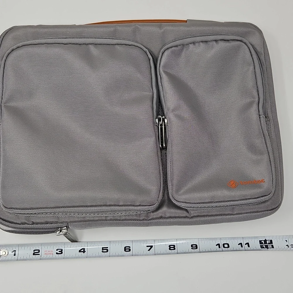 Tomtoc Gray Zipper Computer Ipad Tablet Bag Case Handle Unisex